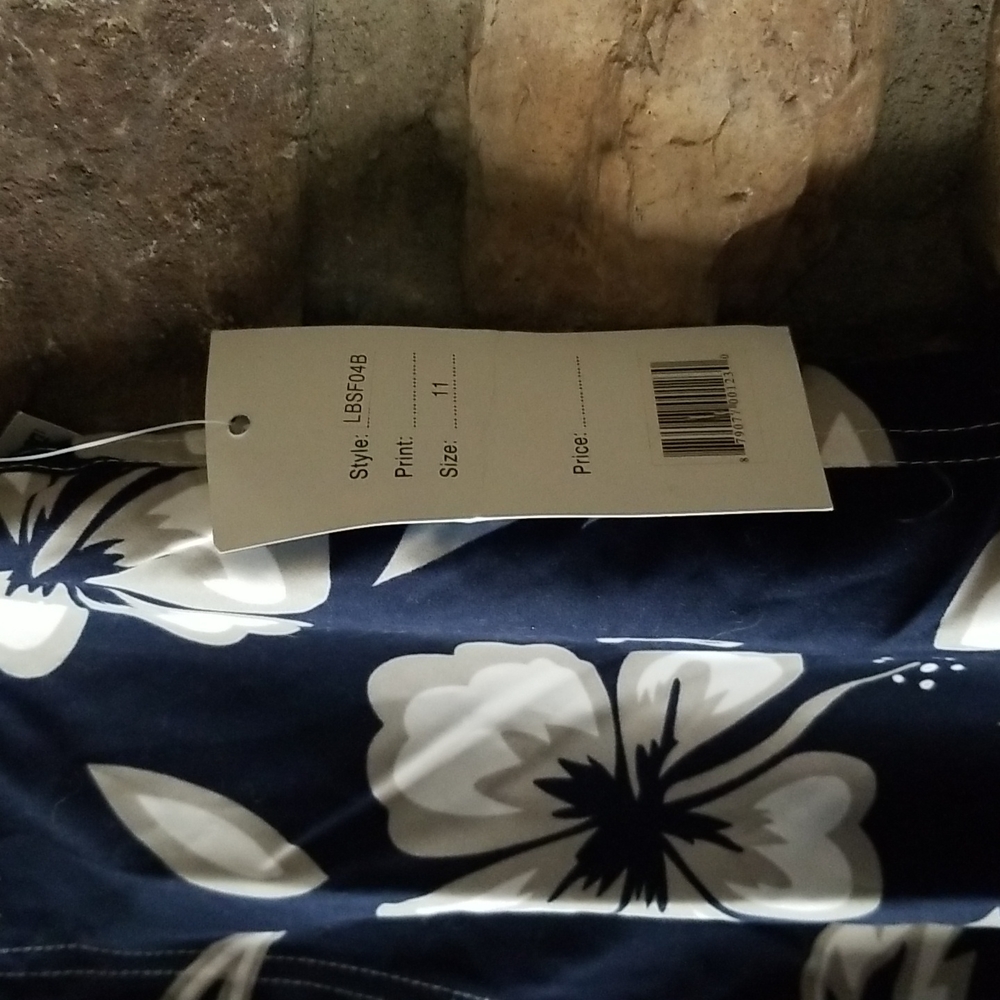 Surf Style Island Wear Navy Blue Hawaiian Swim Shorts ♥ - Picture 2 of 4